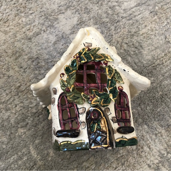 Blue Sky Clayworks “Holly Berry House” 2001 Heather Goldminc Tea Light No Base - Picture 14 of 14